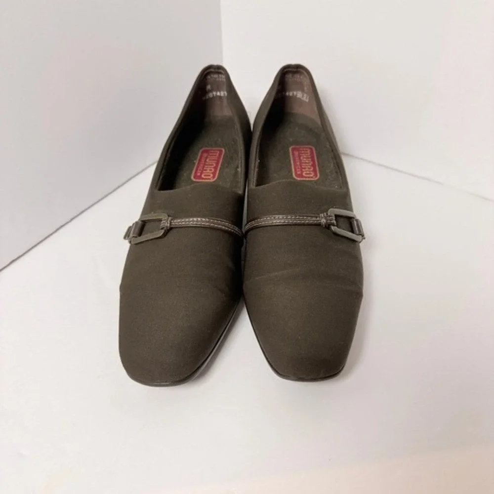 Munro Cindi Brown Fabric Block Heel Pump Women's 7M Work Dress Comfort‎ Academia